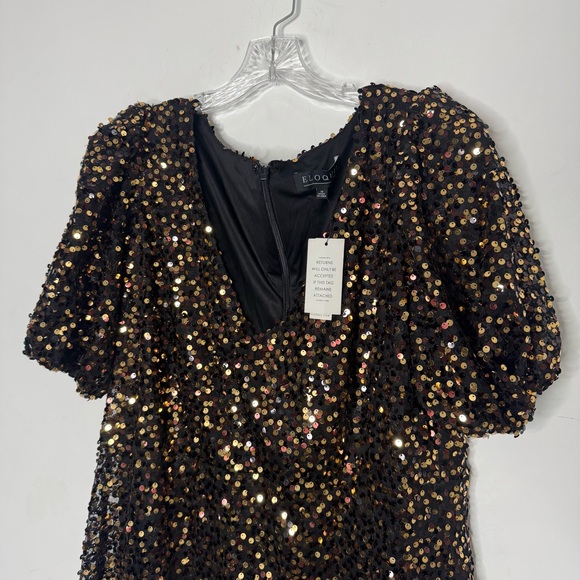NWT Eloquii Sequin Puff Sleeve Dress 16 - Picture 4 of 15
